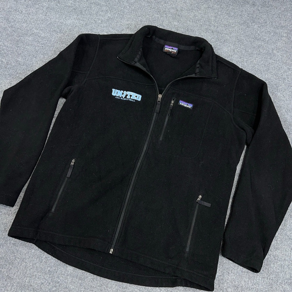 Patagonia Jacket Men Large Black Classic Synchilla Full Zip Pockets *LOGO